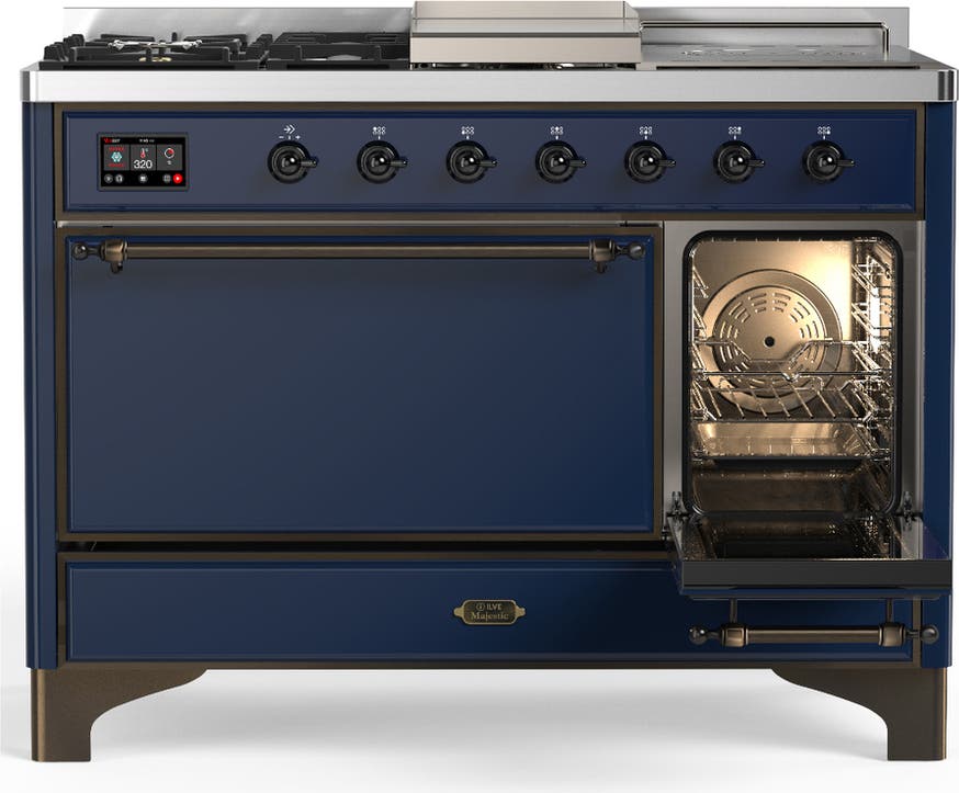 Ilve UM48FSQNR3MBB Midnight Blue With Burnished Trim, Natural Gas