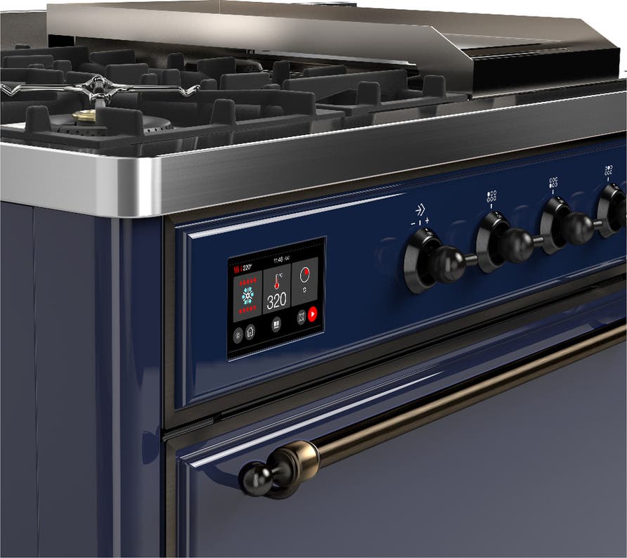 Ilve UM48FSQNR3MBB Midnight Blue With Burnished Trim, Natural Gas