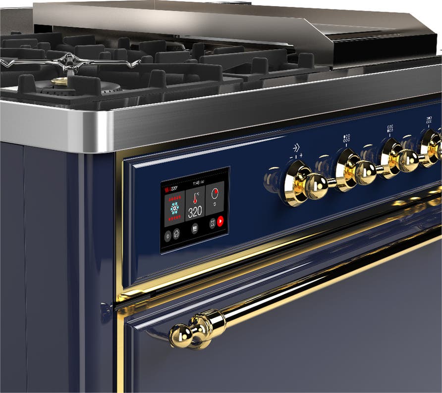Ilve UM48FSQNR3MBG Midnight Blue With Brass Trim, Natural Gas