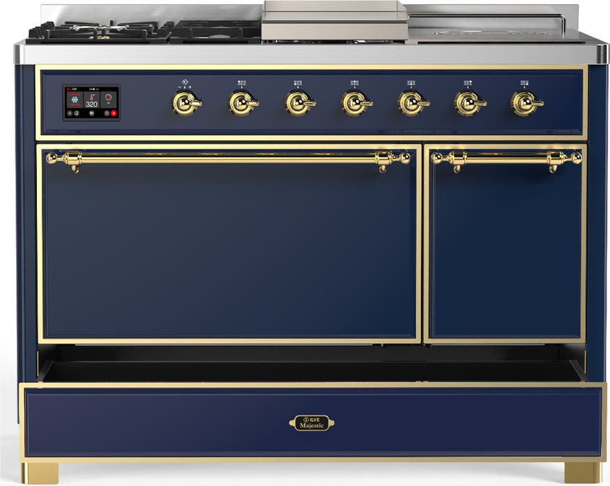 Ilve UM48FSQNR3MBGLP Midnight Blue With Brass Trim, Liquid Propane