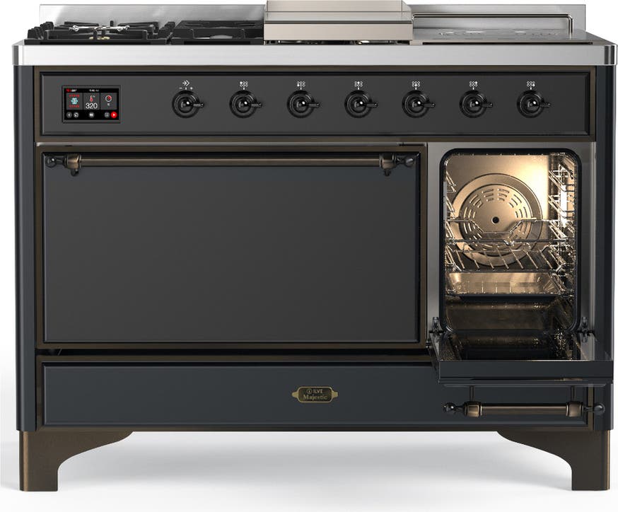 Ilve UM48FSQNR3MGB Matte Graphite With Burnished Trim, Natural Gas