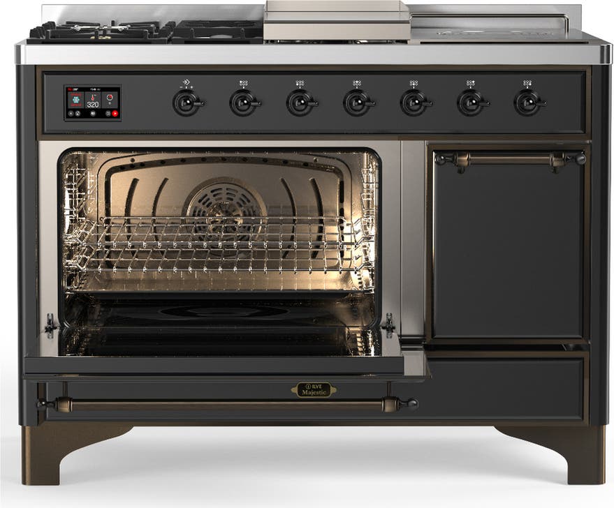 Ilve UM48FSQNR3MGBLP Matte Graphite With Burnished Trim, Liquid Propane