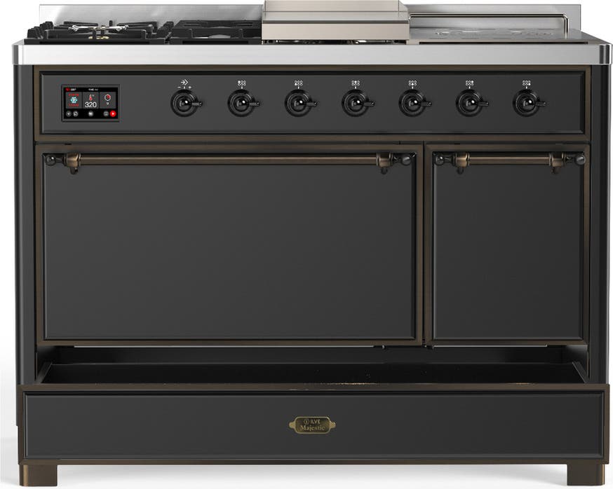 Ilve UM48FSQNR3MGBLP Matte Graphite With Burnished Trim, Liquid Propane