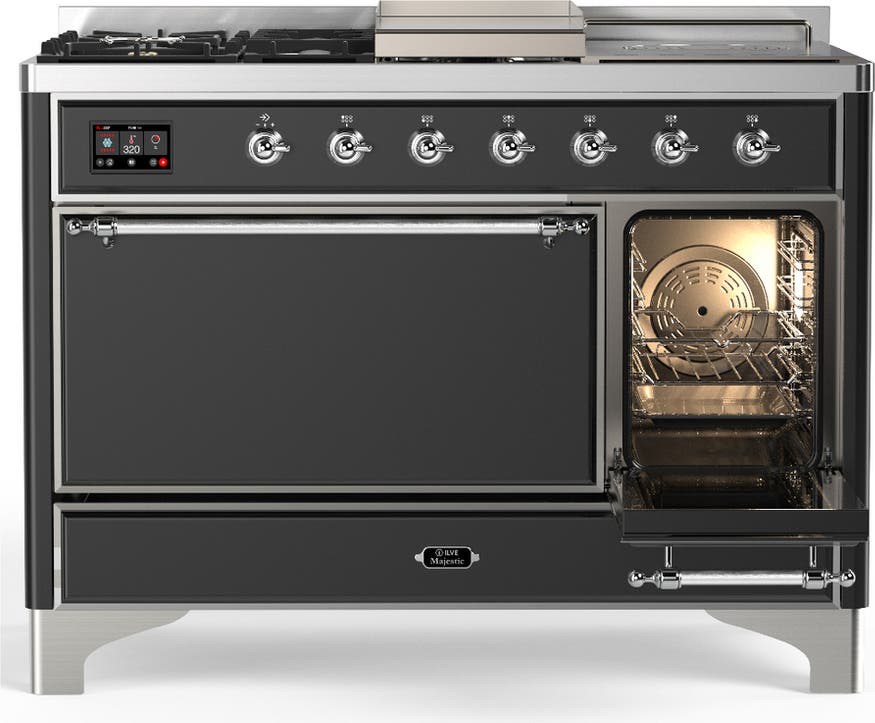 Ilve UM48FSQNR3MGC Matte Graphite With Chrome Trim, Natural Gas