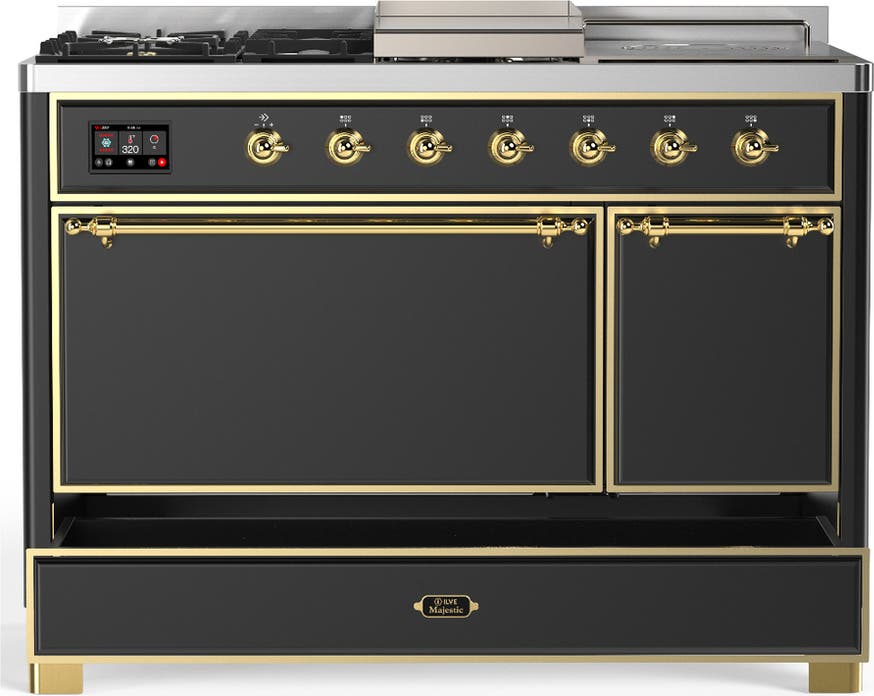 Ilve UM48FSQNR3MGG Matte Graphite With Brass Trim, Natural Gas