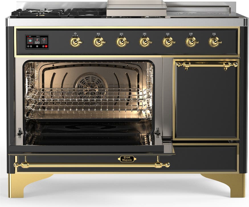 Ilve UM48FSQNR3MGGLP Matte Graphite With Brass Trim, Liquid Propane