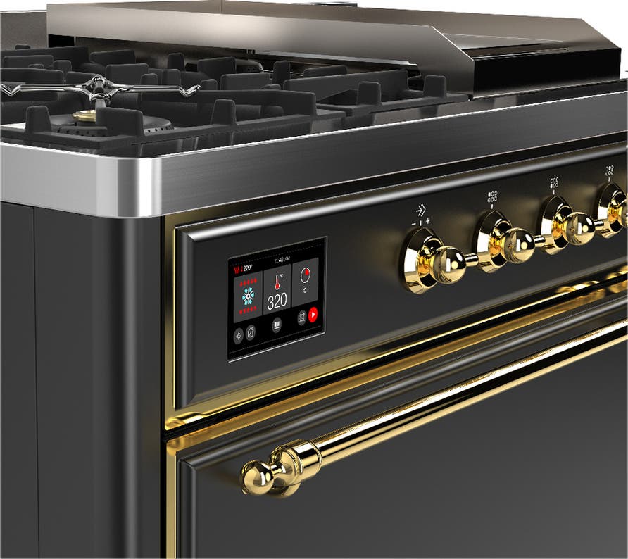 Ilve UM48FSQNR3MGGLP Matte Graphite With Brass Trim, Liquid Propane