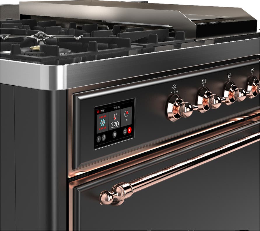 Ilve UM48FSQNR3MGP Matte Graphite With Copper Trim, Natural Gas
