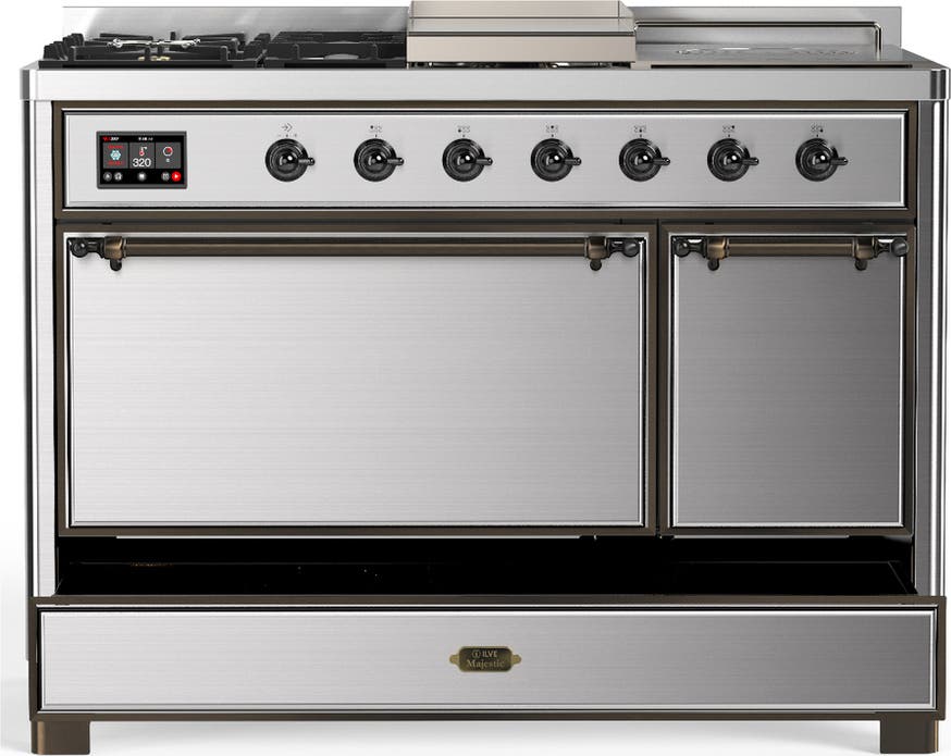 Ilve UM48FSQNR3SSBLP Stainless Steel With Burnished Trim, Liquid Propan...