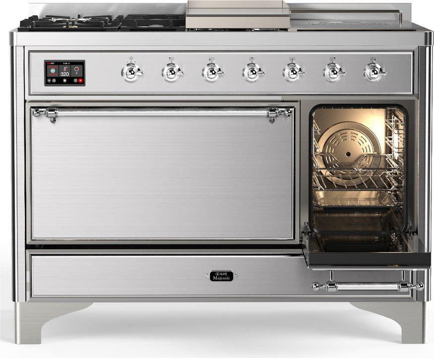 Ilve UM48FSQNR3SSC Stainless Steel With Chrome Trim, Natural Gas
