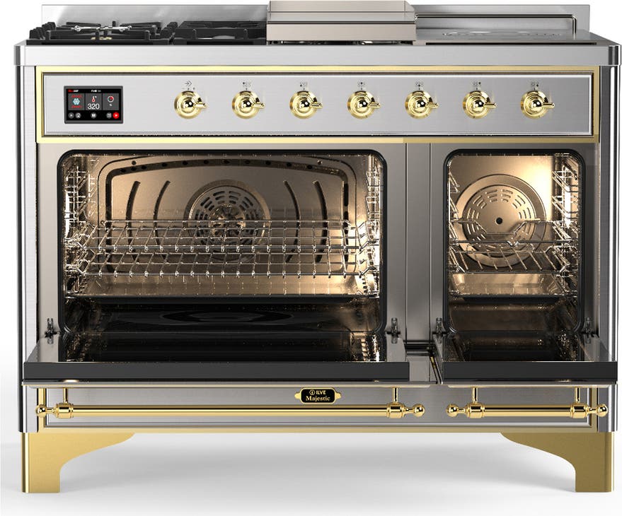 Ilve UM48FSQNR3SSG Stainless Steel With Brass Trim, Natural Gas