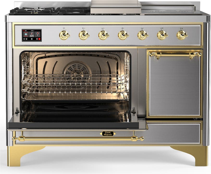 Ilve UM48FSQNR3SSGLP Stainless Steel With Brass Trim, Liquid Propane