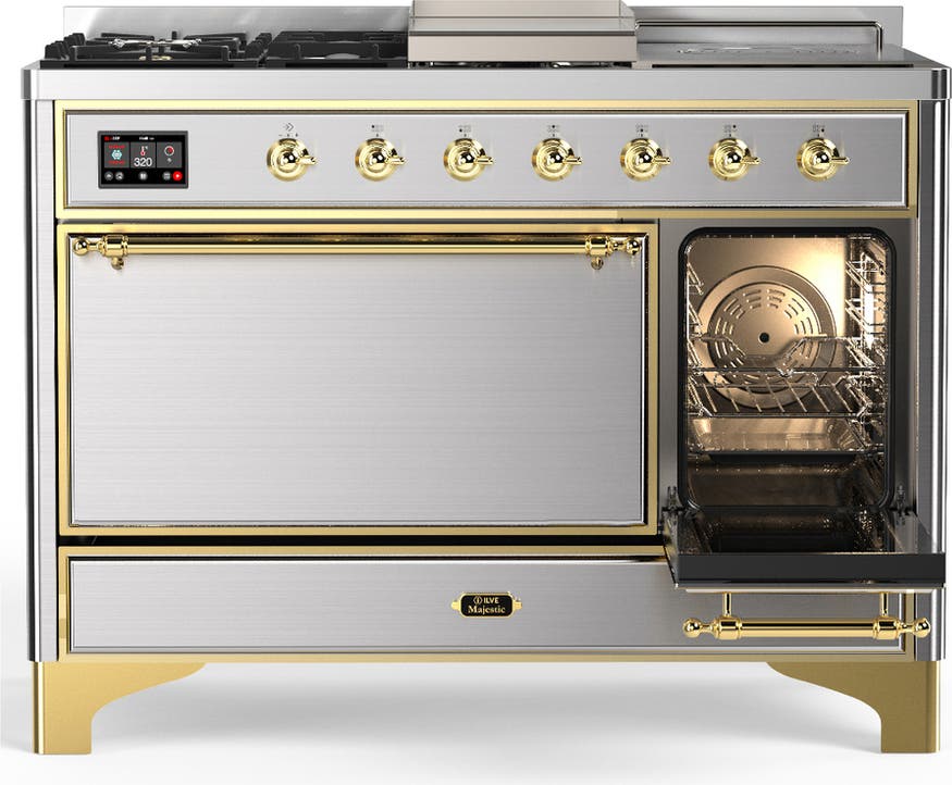 Ilve UM48FSQNR3SSGLP Stainless Steel With Brass Trim, Liquid Propane