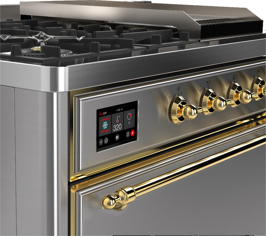 Ilve UM48FSQNR3SSGLP Stainless Steel With Brass Trim, Liquid Propane