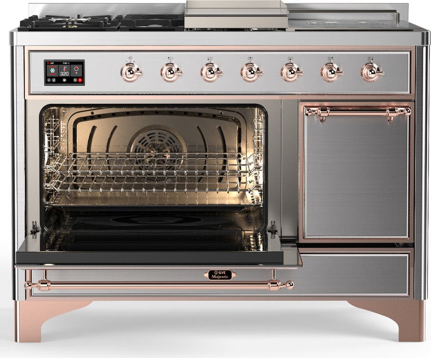 Ilve UM48FSQNR3SSPLP Stainless Steel With Copper Trim, Liquid Propane