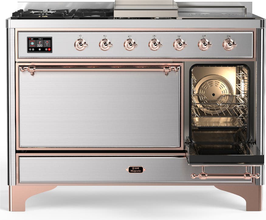 Ilve UM48FSQNR3SSPLP Stainless Steel With Copper Trim, Liquid Propane