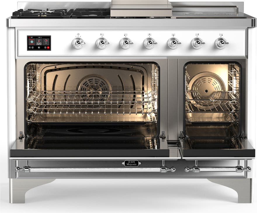 Ilve UM48FSQNR3WHC White With Chrome Trim, Natural Gas