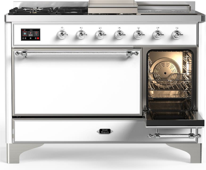 Ilve UM48FSQNR3WHC White With Chrome Trim, Natural Gas