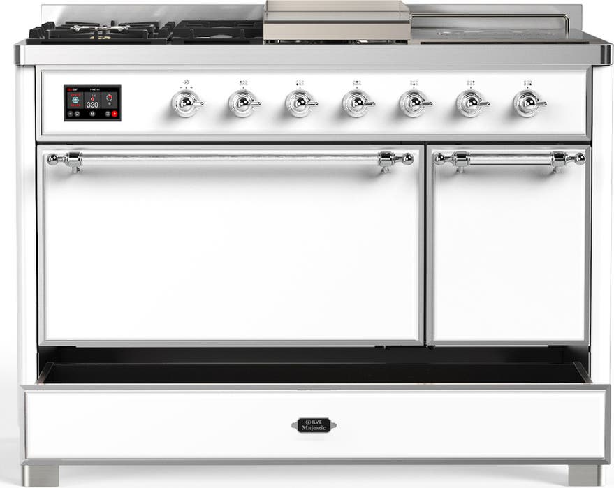 Ilve UM48FSQNR3WHC White With Chrome Trim, Natural Gas
