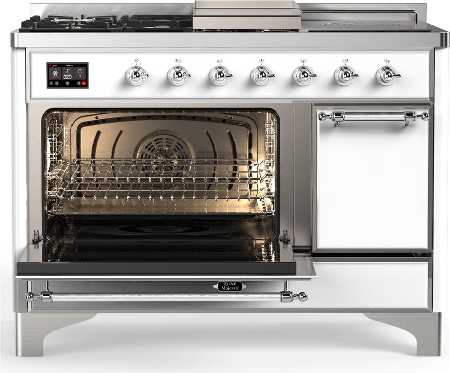 Ilve UM48FSQNR3WHCLP White With Chrome Trim, Liquid Propane