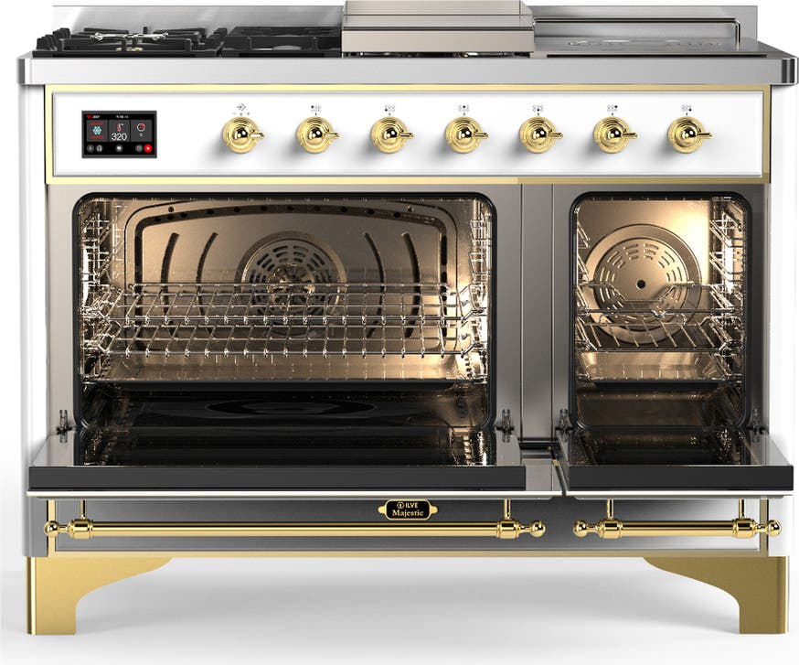 Ilve UM48FSQNR3WHGLP White With Brass Trim, Liquid Propane