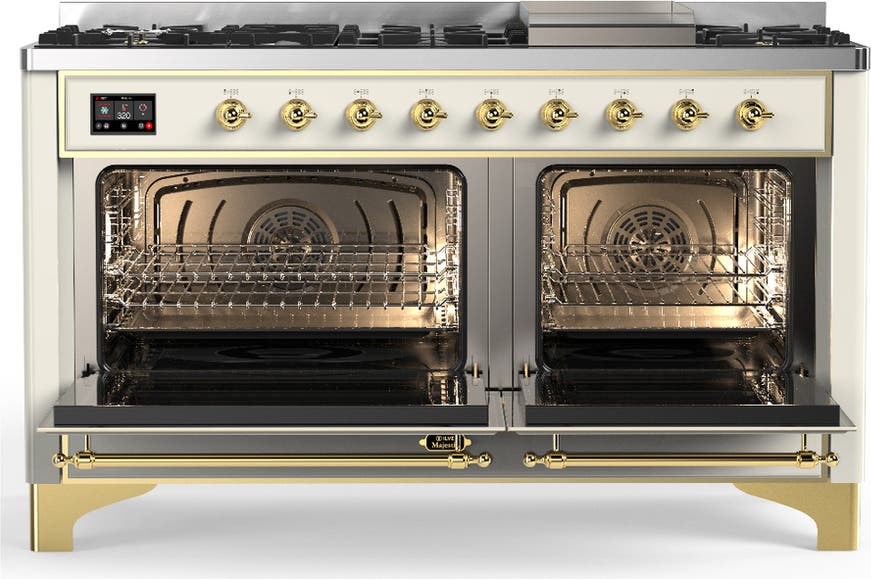 Ilve UM60FNR3AWGLP Antique White With Brass Trim, Liquid Propane