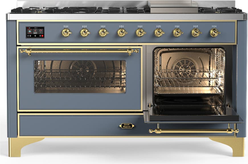 Ilve UM60FNR3BGGLP Blue Grey With Brass Trim, Liquid Propane