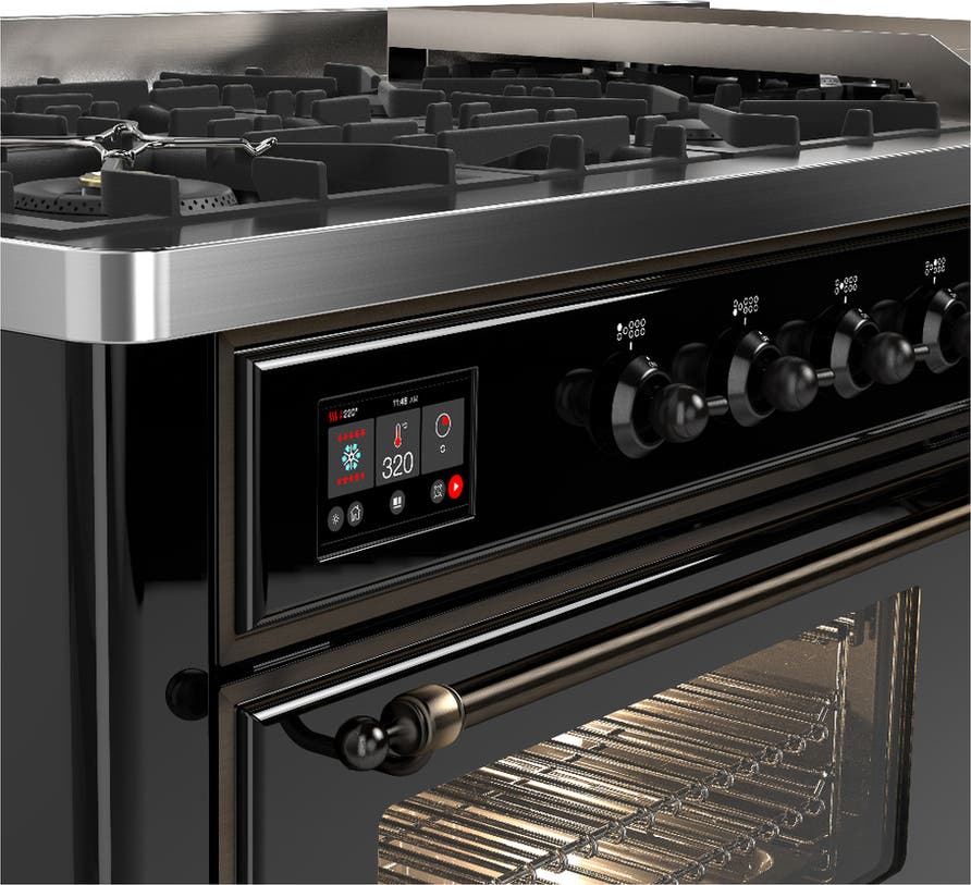 Ilve UM60FNR3BKBLP Glossy Black With Burnished Trim, Liquid Propane