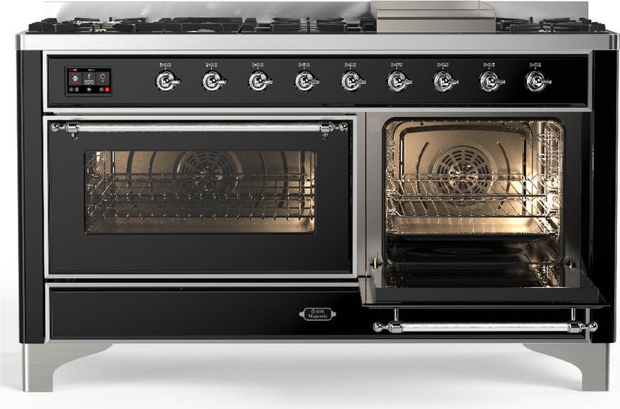 Ilve UM60FNR3BKC Glossy Black With Chrome Trim, Natural Gas