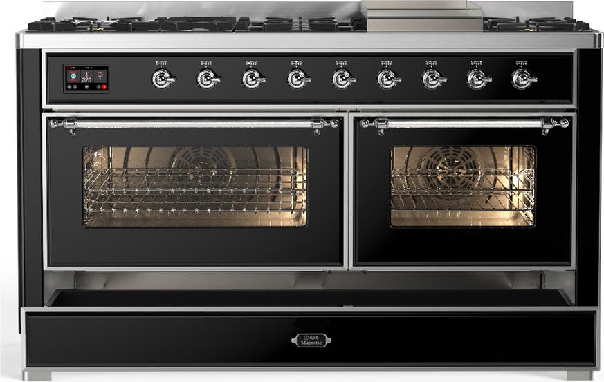 Ilve UM60FNR3BKC Glossy Black With Chrome Trim, Natural Gas