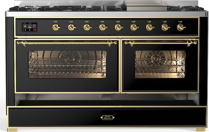 Ilve UM60FNR3BKG Glossy Black With Brass Trim, Natural Gas