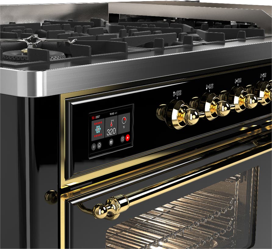 Ilve UM60FNR3BKG Glossy Black With Brass Trim, Natural Gas
