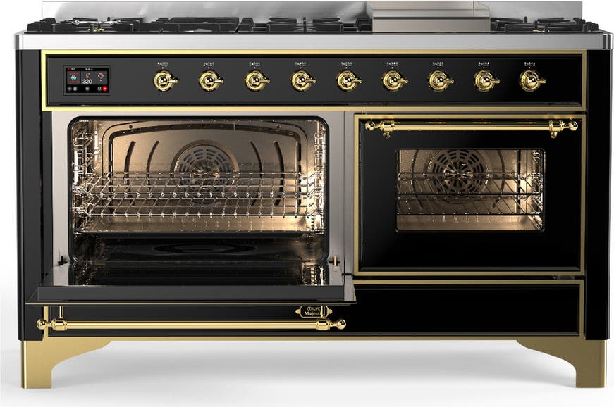 Ilve UM60FNR3BKGLP Glossy Black With Brass Trim, Liquid Propane