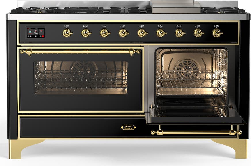 Ilve UM60FNR3BKGLP Glossy Black With Brass Trim, Liquid Propane