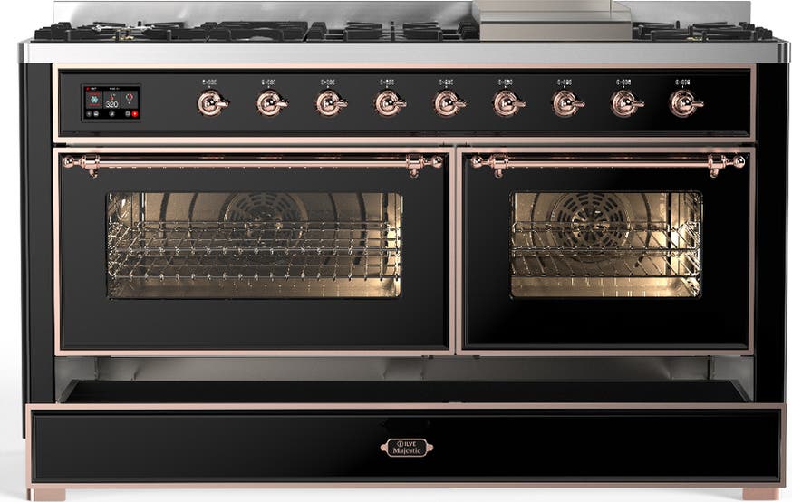 Ilve UM60FNR3BKPLP Glossy Black With Copper Trim, Liquid Propane