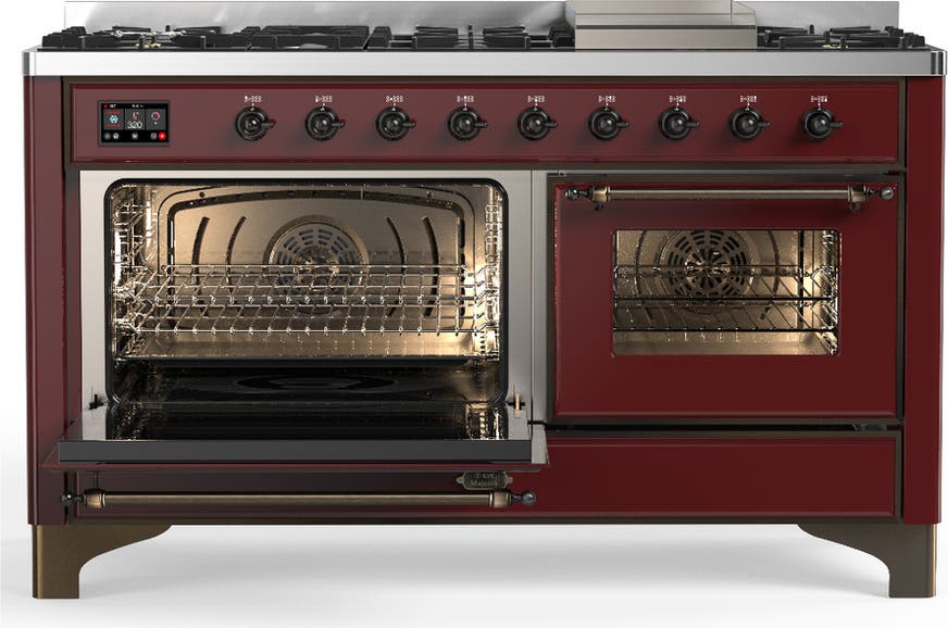 Ilve UM60FNR3BUBLP Burgundy With Burnished Trim, Liquid Propane