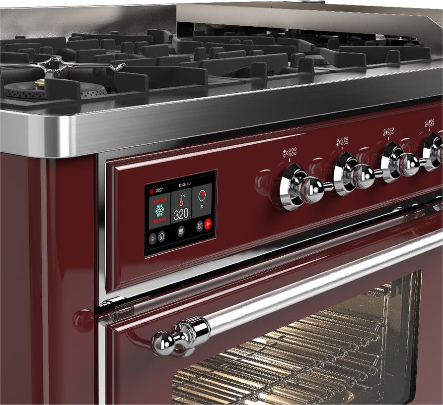 Ilve UM60FNR3BUC Burgundy With Chrome Trim, Natural Gas