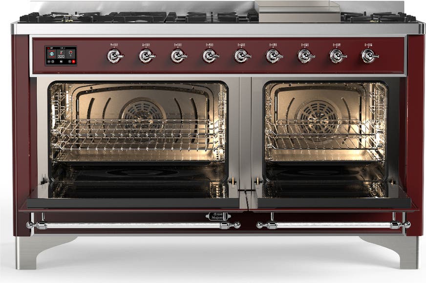 Ilve UM60FNR3BUCLP Burgundy With Chrome Trim, Liquid Propane