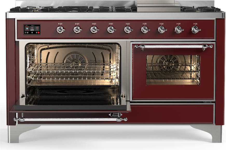 Ilve UM60FNR3BUCLP Burgundy With Chrome Trim, Liquid Propane
