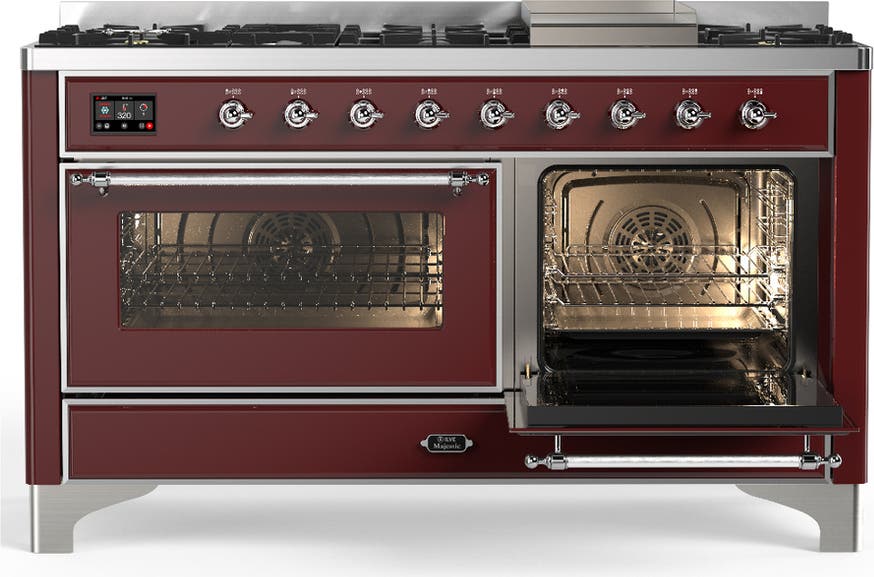 Ilve UM60FNR3BUCLP Burgundy With Chrome Trim, Liquid Propane