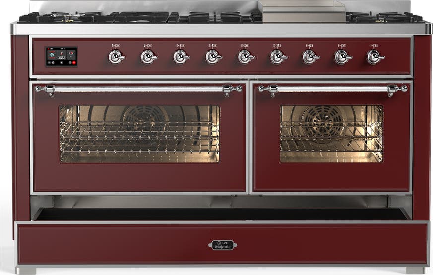 Ilve UM60FNR3BUCLP Burgundy With Chrome Trim, Liquid Propane