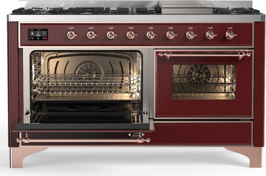 Ilve UM60FNR3BUP Burgundy With Copper Trim, Natural Gas