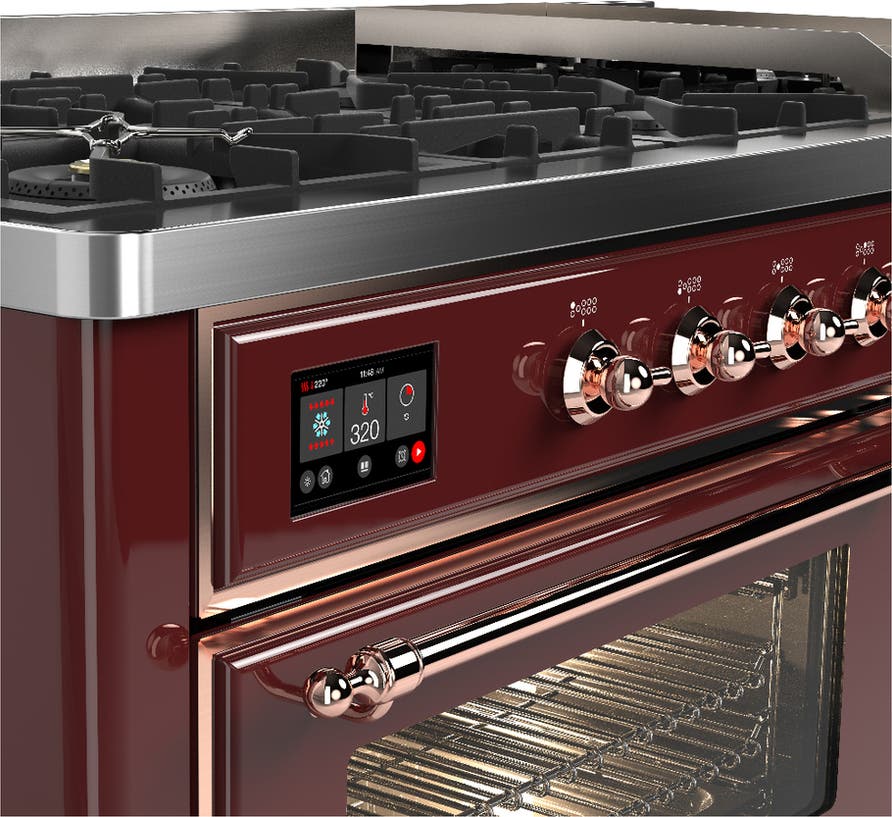Ilve UM60FNR3BUP Burgundy With Copper Trim, Natural Gas