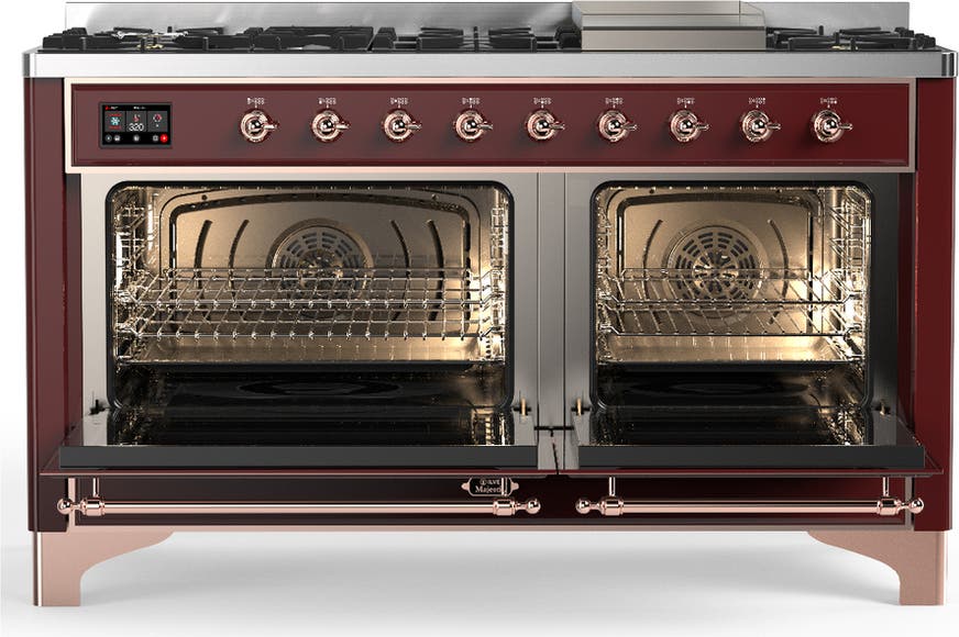 Ilve UM60FNR3BUPLP Burgundy With Copper Trim, Liquid Propane
