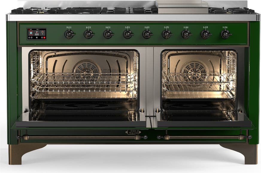 Ilve UM60FNR3EGBLP Emerald Green With Burnished Trim, Liquid Propane