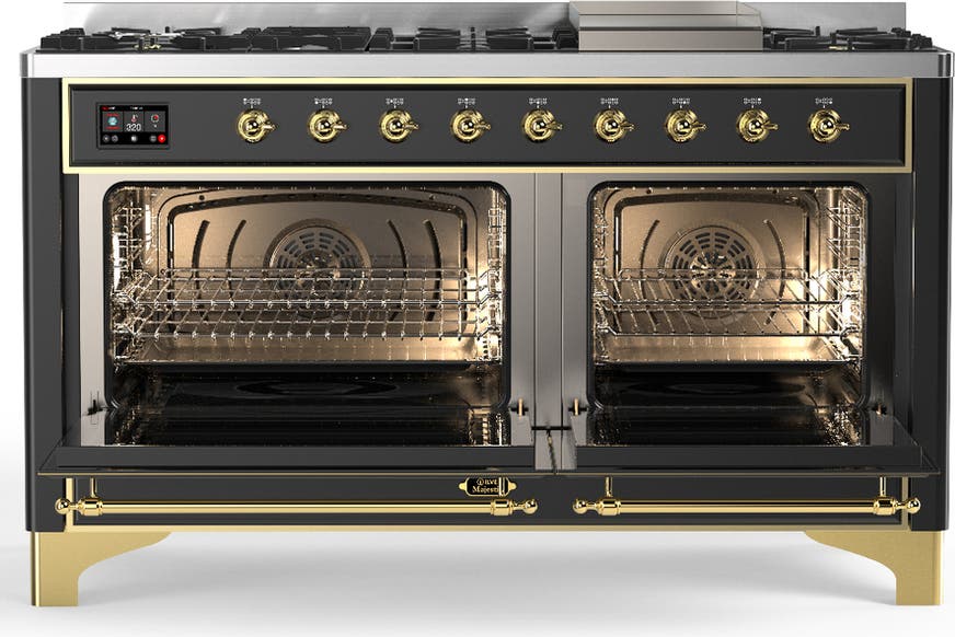 Ilve UM60FNR3MGGLP Matte Graphite With Brass Trim, Liquid Propane
