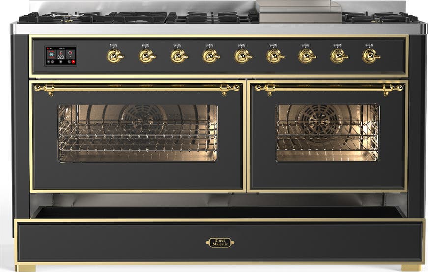 Ilve UM60FNR3MGGLP Matte Graphite With Brass Trim, Liquid Propane