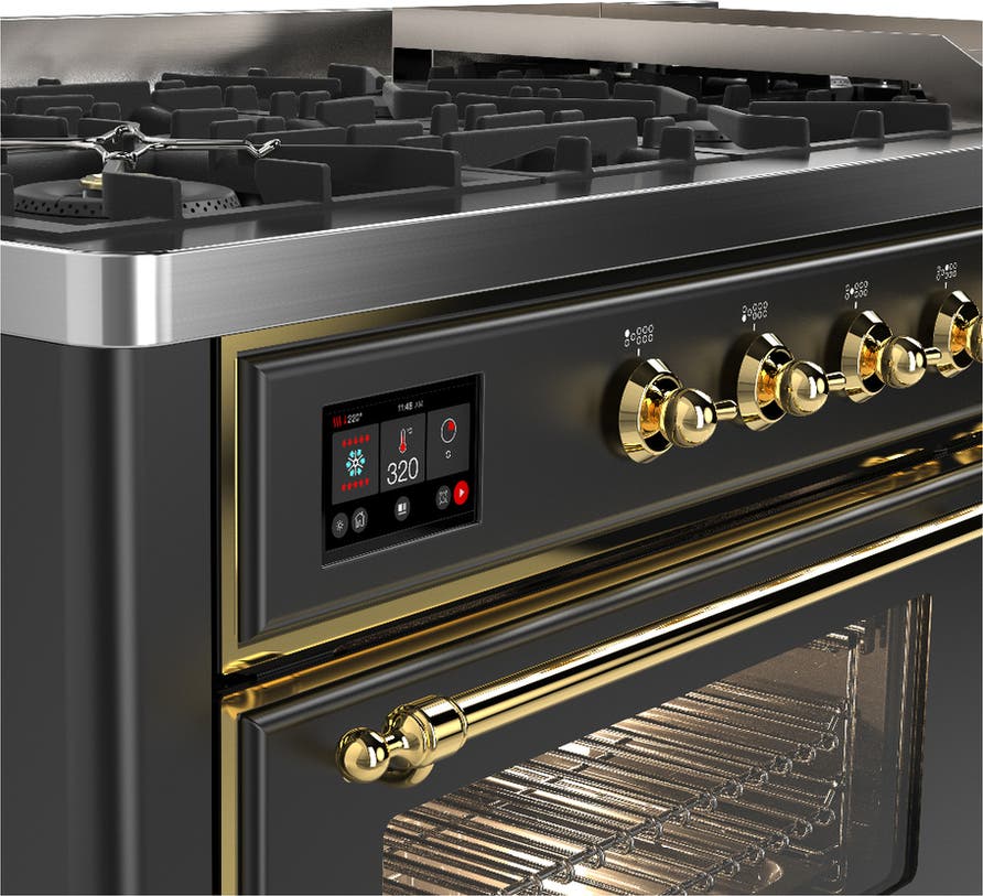 Ilve UM60FNR3MGGLP Matte Graphite With Brass Trim, Liquid Propane