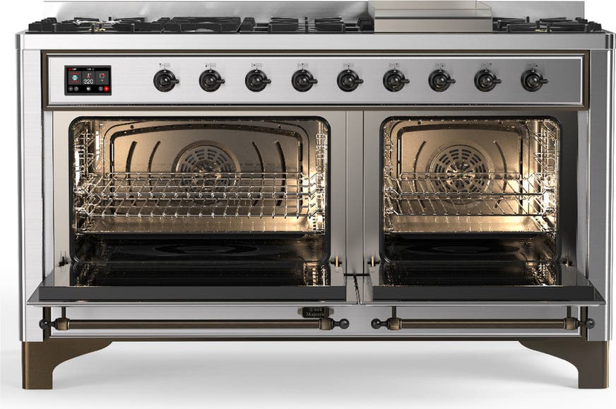 Ilve UM60FNR3SSB Stainless Steel With Burnished Trim, Natural Gas