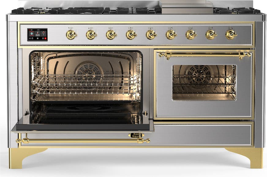 Ilve UM60FNR3SSG Stainless Steel With Brass Trim, Natural Gas